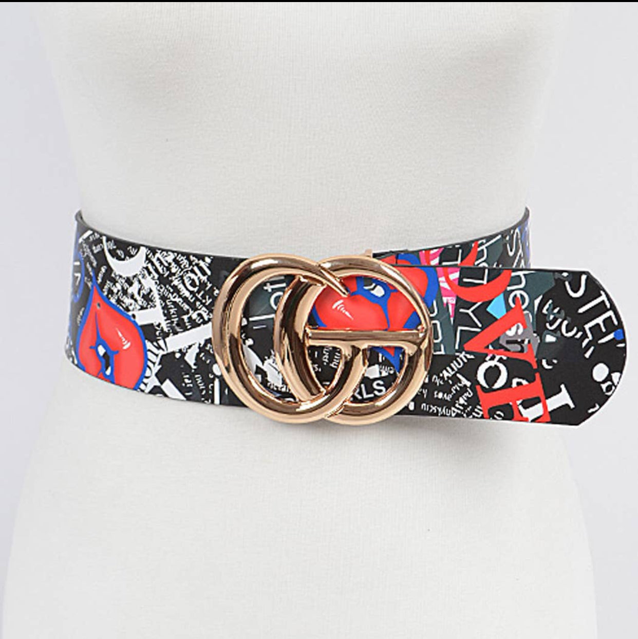 Multicolor Wide Graffiti Belt