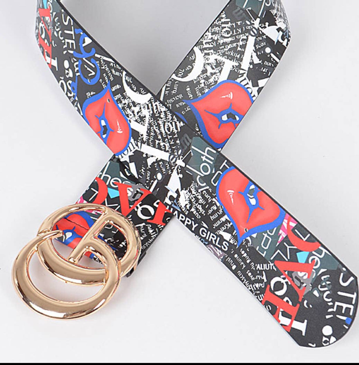 Multicolor Wide Graffiti Belt