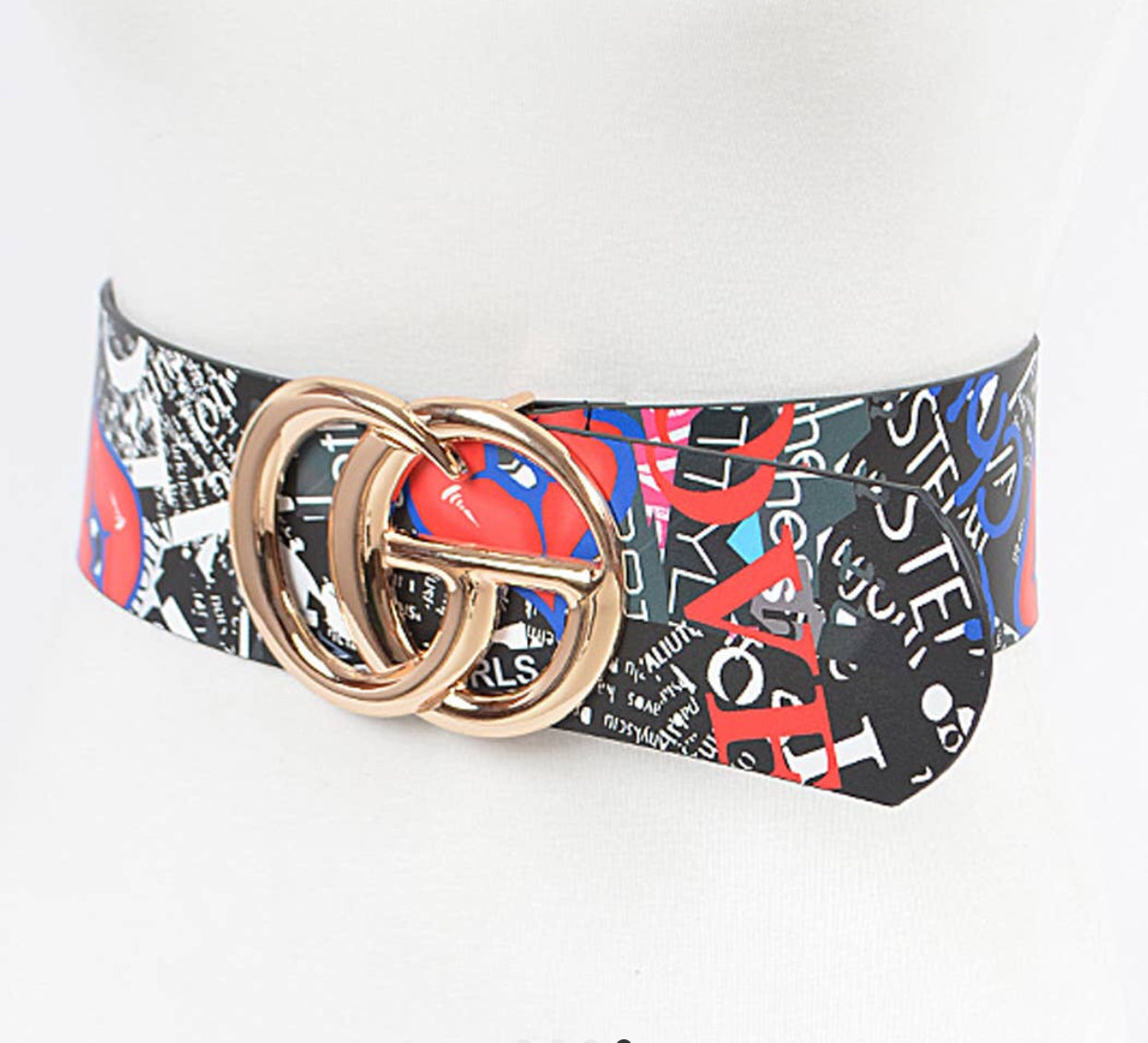 Multicolor Wide Graffiti Belt