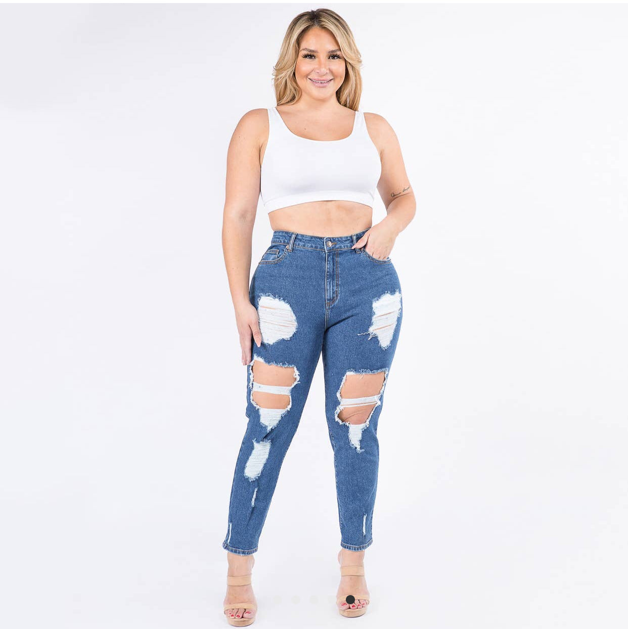 American Bazi High Waist Boyfriend Jeans